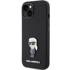 Karl Lagerfeld Liquid Silicone Metal Ikonik Case for iPhone 15 Black цена и информация | Чехлы для телефонов | hansapost.ee