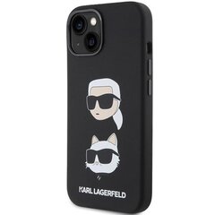 Karl Lagerfeld Liquid Silicone Karl and Choupette Heads Case for iPhone 15 Black цена и информация | Чехлы для телефонов | hansapost.ee