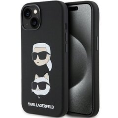 Karl Lagerfeld Liquid Silicone Karl and Choupette Heads Case for iPhone 15 Black цена и информация | Чехлы для телефонов | hansapost.ee