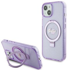 Guess IML Ring Stand Glitter MagSafe Case for iPhone 15 Purple цена и информация | Чехлы для телефонов | hansapost.ee