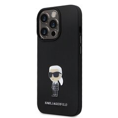Karl Lagerfeld Liquid Silicone Metal Ikonik Case for iPhone 15 Black цена и информация | Чехлы для телефонов | hansapost.ee