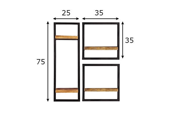 3-osaline riiulikomplekt Sidney, must/pruun hind ja info | Riiulid | hansapost.ee