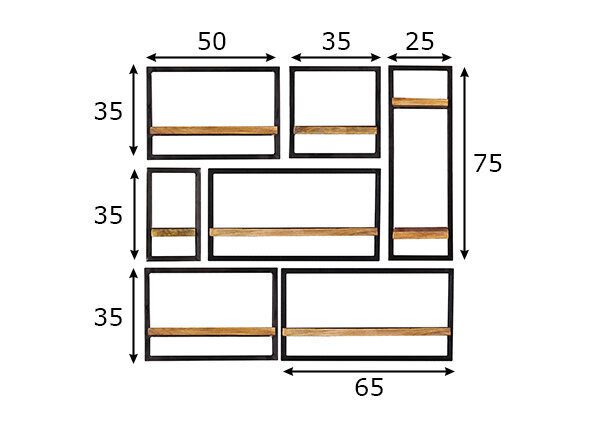 7-osaline riiulikomplekt Sidney, must/pruun цена и информация | Riiulid | hansapost.ee