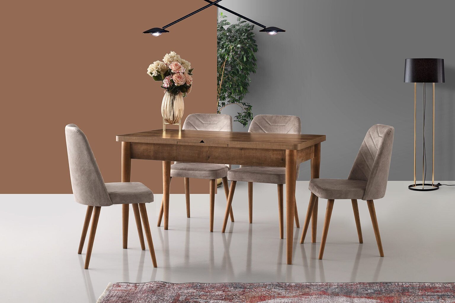 4 tooliga komplekt Kalune Design Dallas 555 V4, hall цена и информация | Köögitoolid, söögitoolid | hansapost.ee