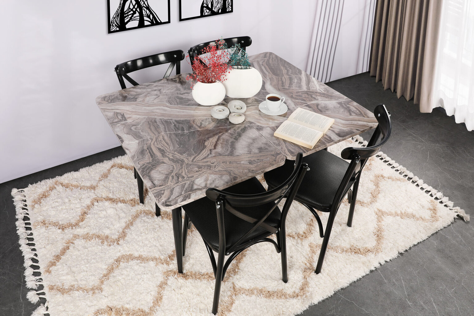 4 tooli komplekt Kalune Design Ekol 1331 V4, must hind ja info | Köögitoolid, söögitoolid | hansapost.ee