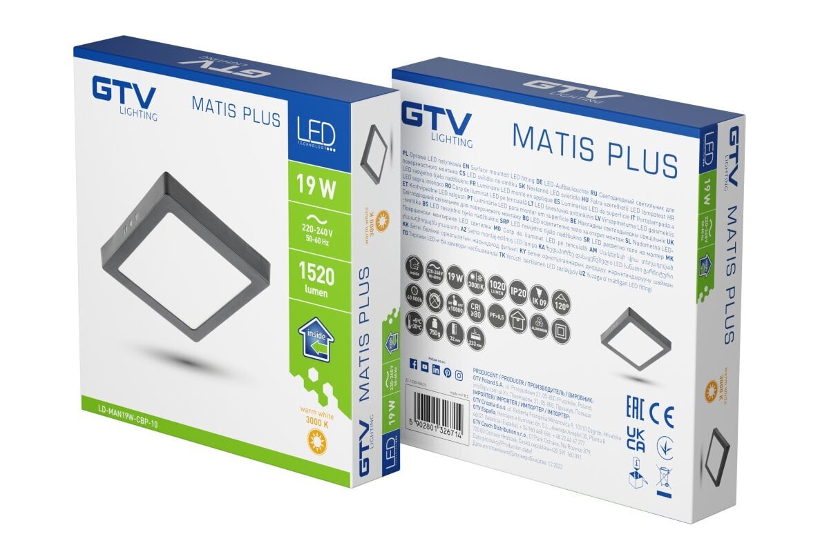 Lamp, LED, 19W, 1520lm, 3000K, v/a, IP20, must hind ja info | Süvistatavad LED valgustid | hansapost.ee