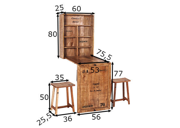 3-osaline köögimööblikomplekt Sit-Möbel Rustic, pruun hind ja info | Söögilauakomplektid | hansapost.ee
