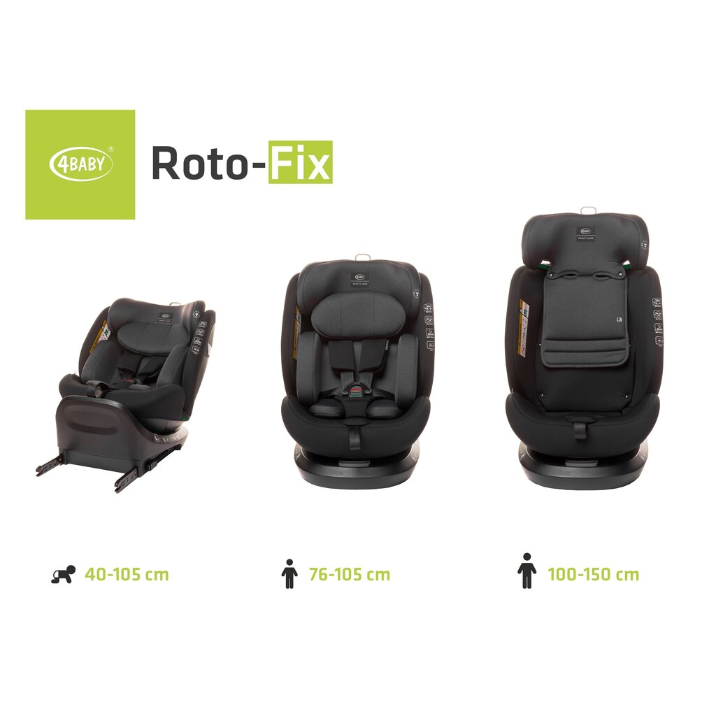 Turvatool 4Baby Roto-Fix I-Size, 0-36 kg, grey hind ja info | Turvatoolid ja turvahällid | hansapost.ee