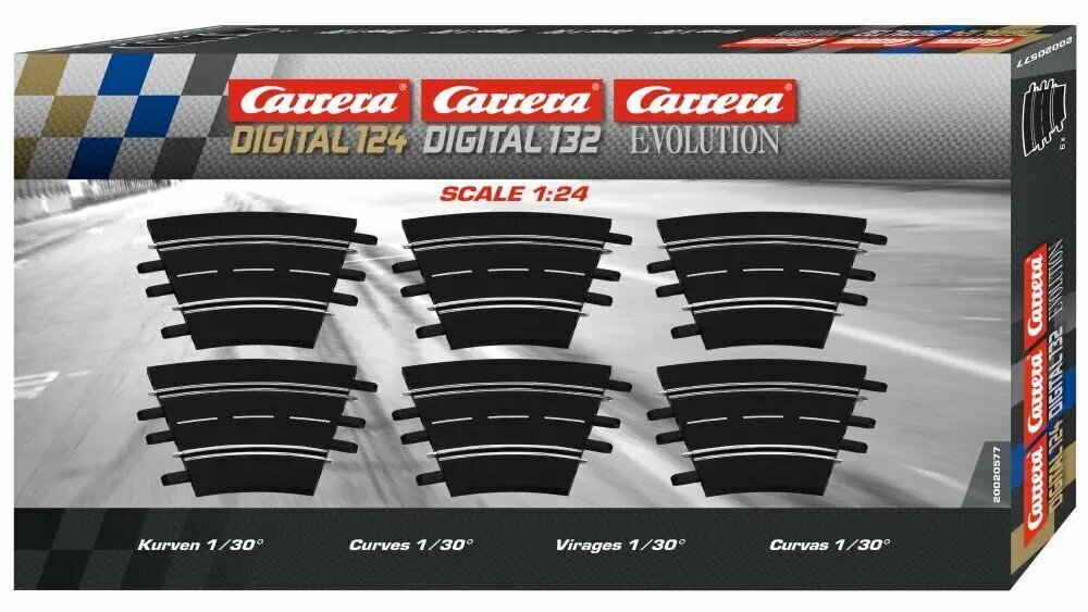 Tarvikud Carrera Slot - Digital 124/132/evolutsioon 1:24 - Kiiruskurv 1/30° (6) (20020577) цена и информация | Mänguasjad poistele | hansapost.ee