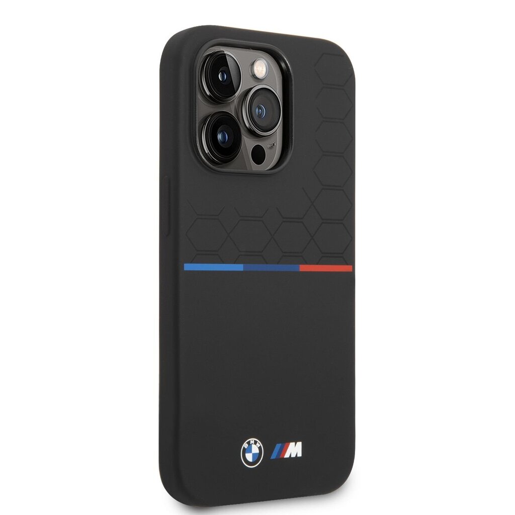 BMW M Liquid Silicone Tricolor Case for iPhone 14 Pro Max Black цена и информация | Telefonide kaitsekaaned ja -ümbrised | hansapost.ee