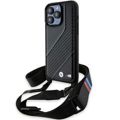 BMW BMHCP15L23PSCCK iPhone 15 Pro 6.1" czarny|black hardcase M Edition Carbon Stripe & Strap цена и информация | Чехлы для телефонов | hansapost.ee