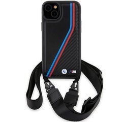 BMW BMHCP15S23PSVTK iPhone 15 | 14 | 13 czarny|black hardcase M Edition Carbon Tricolor Lines & Strap цена и информация | Чехлы для телефонов | hansapost.ee