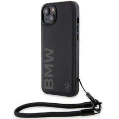 BMW BMHCP15S23RMRLK iPhone 15 | 14 | 13 6.1" czarny|black hardcase Signature Leather Wordmark Cord цена и информация | Чехлы для телефонов | hansapost.ee