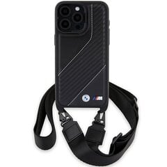 BMW BMHCP15X23PSCCK iPhone 15 Pro Max 6.7" czarny|black hardcase M Edition Carbon Stripe & Strap цена и информация | Чехлы для телефонов | hansapost.ee