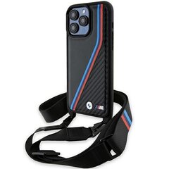 BMW BMHCP15X23PSVTK iPhone 15 Pro Max 6.7" czarny|black hardcase M Edition Carbon Tricolor Lines & Strap цена и информация | Чехлы для телефонов | hansapost.ee