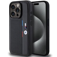 BMW BMHCP15X23PUPVK iPhone 15 Pro Max 6.7" czarny|black hardcase Perforated Tricolor Line цена и информация | Чехлы для телефонов | hansapost.ee