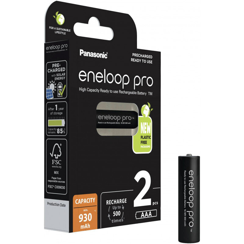 Laetavad patareid Panasonic Eneloop PRO HR03/AAA 930mAh, 2 tk hind ja info | Patareid | hansapost.ee
