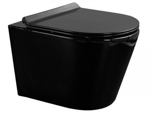 WC-pott Mexen Rico Rimless Black Slim Duroplast aeglaselt sulguva kaanega цена и информация | WС-potid | hansapost.ee