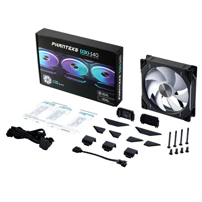 Phanteks D30 PWM Regular Airflow, D-RGB PH-F140D30_DRGB_PWM_BK01 цена и информация | Arvuti ventilaatorid | hansapost.ee