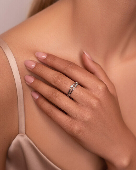 Brilio Silver hõbedane sõrmus tsirkoonidega GR045W цена и информация | Sõrmused | hansapost.ee