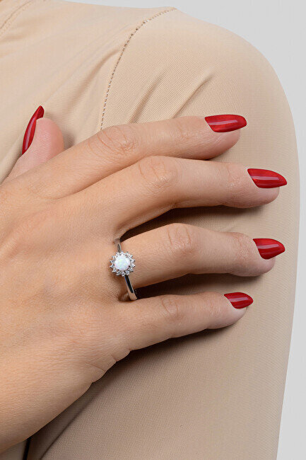 Brilio Silver hõbedane sõrmus opaali ja tsirkoonidega RI056W цена и информация | Sõrmused | hansapost.ee
