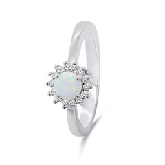 Brilio Silver hõbedane sõrmus opaali ja tsirkoonidega RI056W hind ja info | Sõrmused | hansapost.ee
