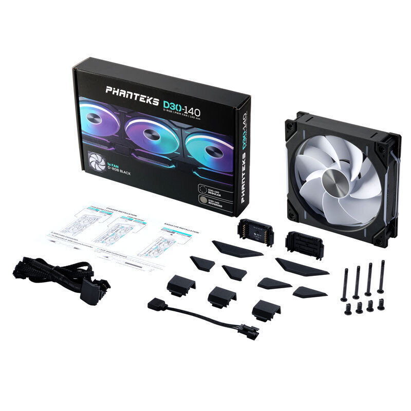 Phanteks D30 PWM Reverse Airflow D-RGB PH-F140D30R_DRGB_PWM_BK01 цена и информация | Arvuti ventilaatorid | hansapost.ee