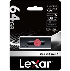 Lexar JumpDrive D300 LJDD300064G-BNBNG цена и информация | USB накопители данных | hansapost.ee