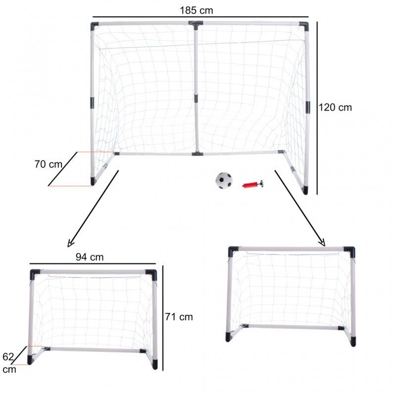 Jalgpallivärav lastele 2in1 185x120x70cm hind ja info | Ranna- ja õuemänguasjad | hansapost.ee