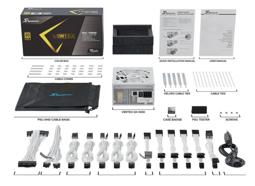 Seasonic Vertex GX White GX-1000 hind ja info | Toiteplokid | hansapost.ee