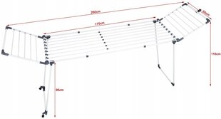 Pesukuivatusrest Promis, 260x61x96 cm hind ja info | Pesukorvid, pesukuivatusrestid ja pesulõksud | hansapost.ee