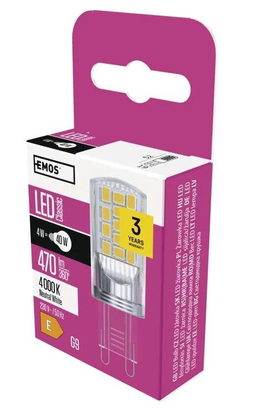 LED pirn EMOS CLS JC 4W G9 470lm NW цена и информация | Lambipirnid ja LED-pirnid | hansapost.ee