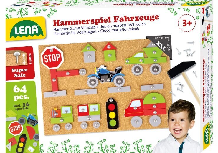 Mosaiik koos haamri ja naeltega Hammer Game Vehicles, Lena, 65826 цена и информация | Arendavad laste mänguasjad | hansapost.ee