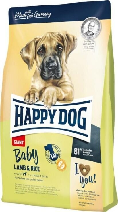 Happy Dog Baby Giant suurt tõugu kutsikatele lambaliha ja riisiga, 15 kg цена и информация | Koerte kuivtoit ja krõbinad | hansapost.ee