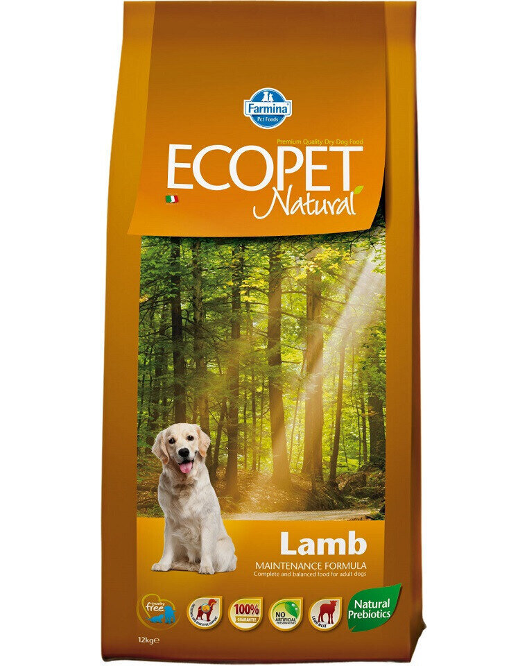 Farmina Ecopet Natural kõikidele koeratõugudele koos lambaga, 12 kg цена и информация | Koerte kuivtoit ja krõbinad | hansapost.ee