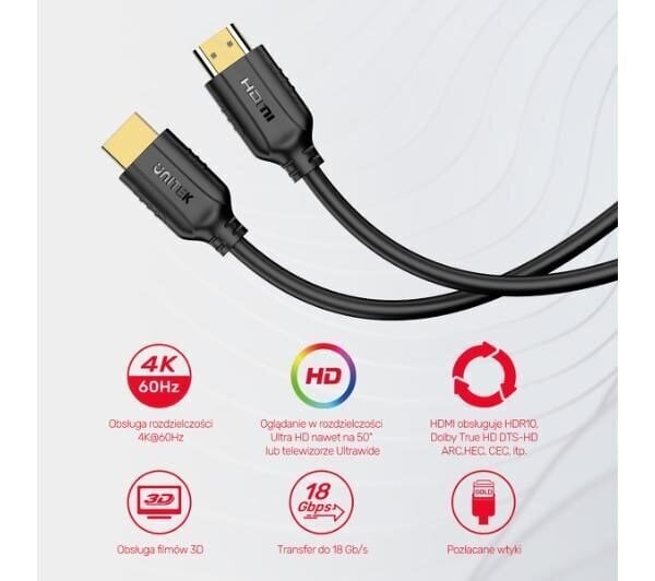 Unitek, HDMI, 1,5 m hind ja info | Juhtmed ja kaablid | hansapost.ee