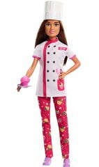 Kirjeldus Barbie nukk armastab on klopsima maitsev kohtleb professionaalne saia kokk! Alati valmis proovima uusi retsepte, ta on riietatud oma vormirõivastega, koos koka jope ja mütsiga. Siia kuulub ka magus cupcake plaadil teenindada oma klientidele. Lap цена и информация | Игрушки для девочек | hansapost.ee