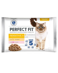 Perfect Fit Sensitive 1+ kassitoit kanaliha ja lõhega, 52x85 g цена и информация | Консервы для кошек | hansapost.ee