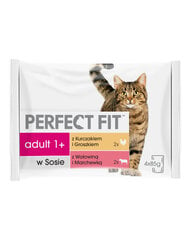 Perfect Fit Cat Adult 1+ kassikonservid lihaga, 4x85 g hind ja info | Kassikonservid | hansapost.ee
