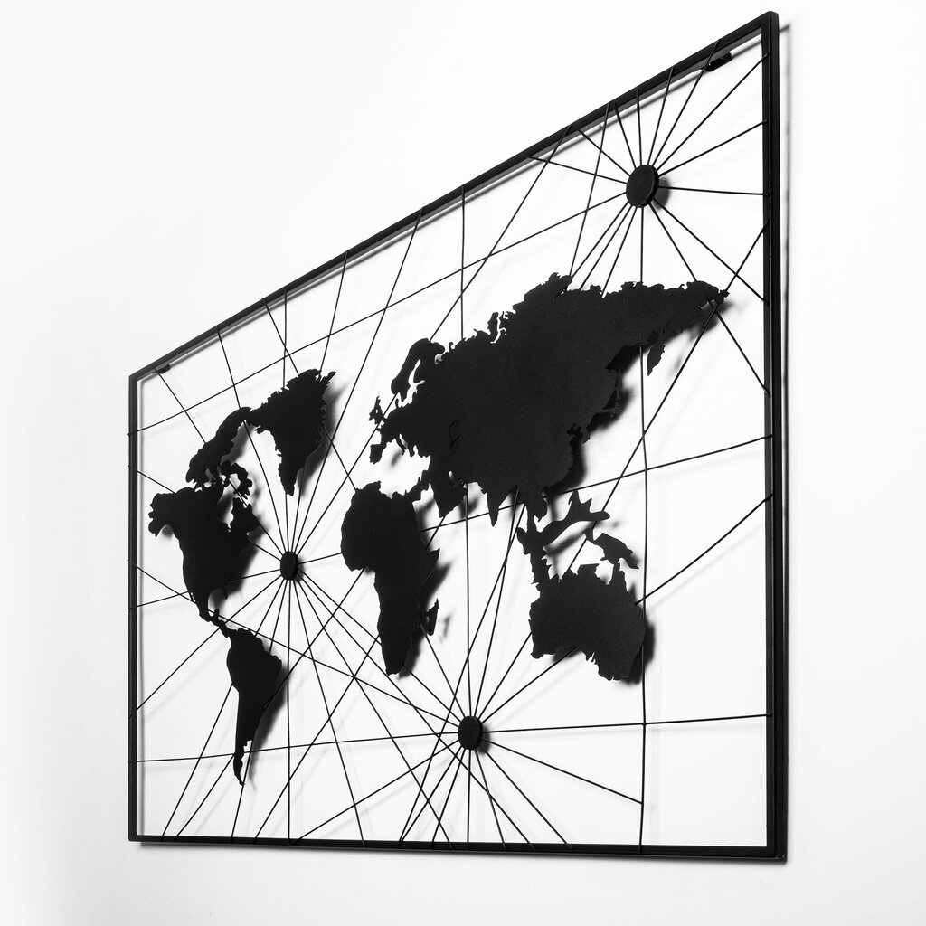 Wallity metallist seinakaunistus World map 16, 70 cm hind ja info | Sisustuselemendid | hansapost.ee