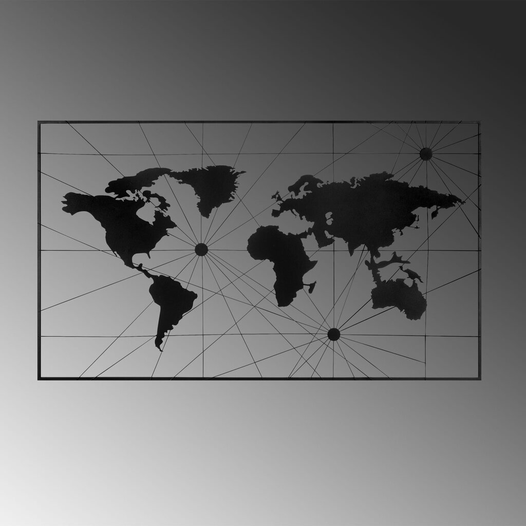 Wallity metallist seinakaunistus World map 16, 70 cm цена и информация | Sisustuselemendid | hansapost.ee