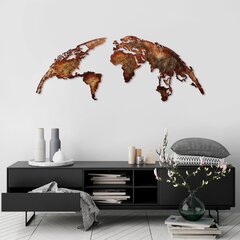 Wallity metallist seinadekoratsioon World map-1, 59 cm hind ja info | Sisustuselemendid | hansapost.ee