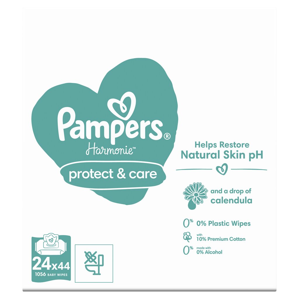 Pampers Harmonie Protect & Care Niisked Beebisalvrätid, 24 Pakki hind ja info | Niisked salvrätikud lastele | hansapost.ee