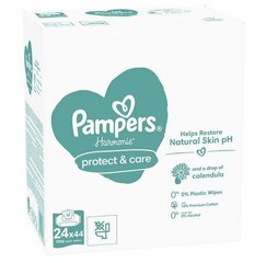 Pampers Harmonie Protect & Care Niisked Beebisalvrätid, 24 Pakki цена и информация | Влажные салфетки | hansapost.ee