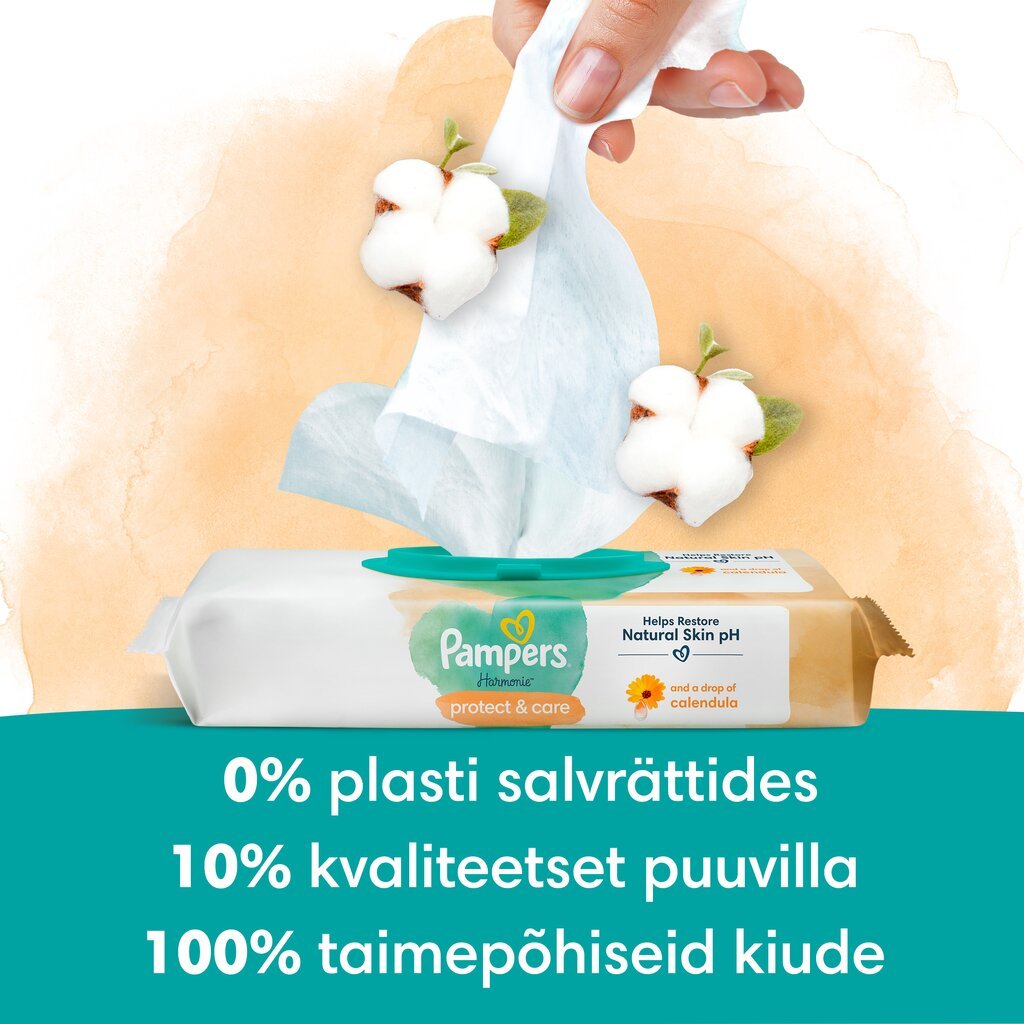 Pampers Harmonie Protect & Care Niisked Beebisalvrätid, 9 Pakki hind ja info | Niisked salvrätikud lastele | hansapost.ee