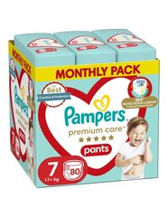 Подгузники Pampers Premium Care Pants, размер 7, 80 штук, 17+кг цена и информация | Подгузники | hansapost.ee