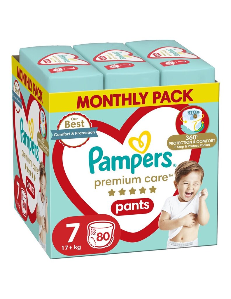 Pampers Premium Care Püksmähkmed, Suurus 7, 80 Mähet, 17kg+ цена и информация | Mähkmed, riidest mähkmed | hansapost.ee