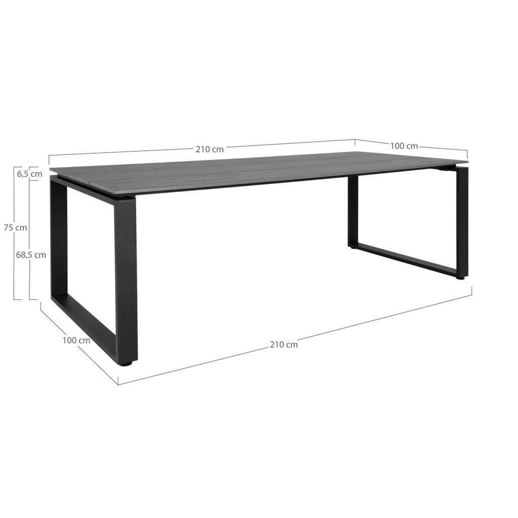 Lauko stalas Denver, Polietilenas, 210x100 cm, juoda/pilka hind ja info | Aialauad | hansapost.ee