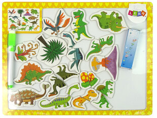 Магнитная доска с динозаврами, мел, моющийся маркер цена и информация | Развивающие игрушки для детей | hansapost.ee