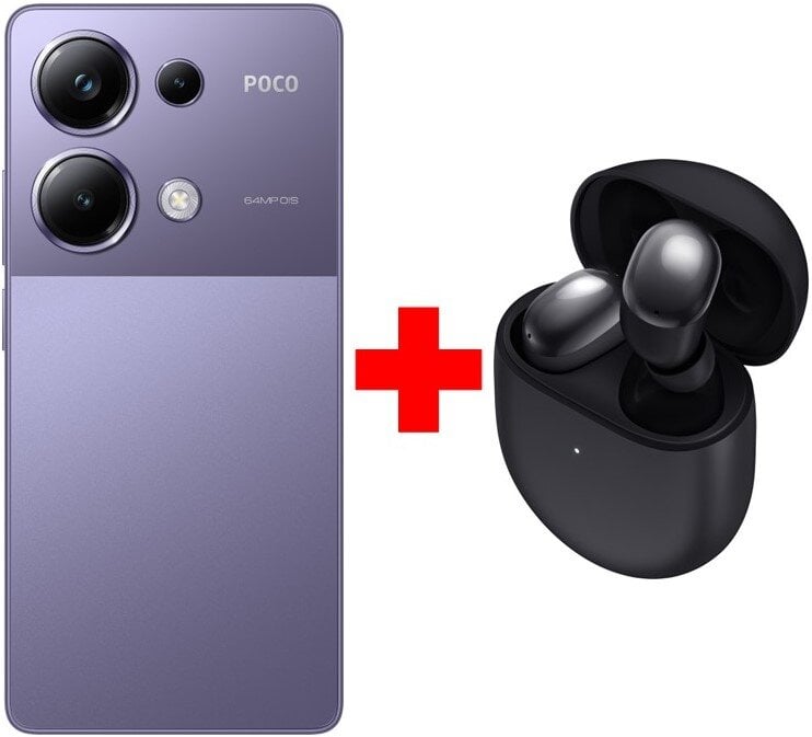 Poco M6 Pro 12/512 Purple + Xiaomi Redmi Buds 4 Black цена и информация | Telefonid | hansapost.ee